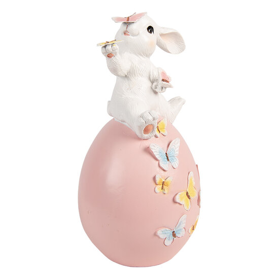 Clayre &amp; Eef | Decoratie Konijn op ei Wit Roze 16x15x29 cm | 6PR5944