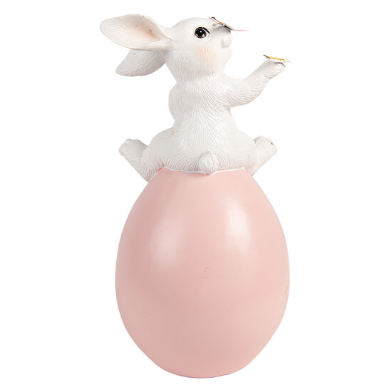 Clayre &amp; Eef | Decoratie Konijn op ei Wit Roze 16x15x29 cm | 6PR5944
