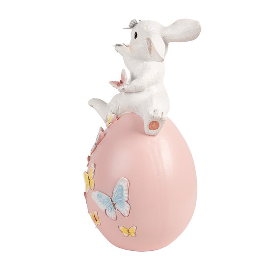 Clayre &amp; Eef | Decoratie Konijn op ei Wit Roze 16x15x29 cm | 6PR5944