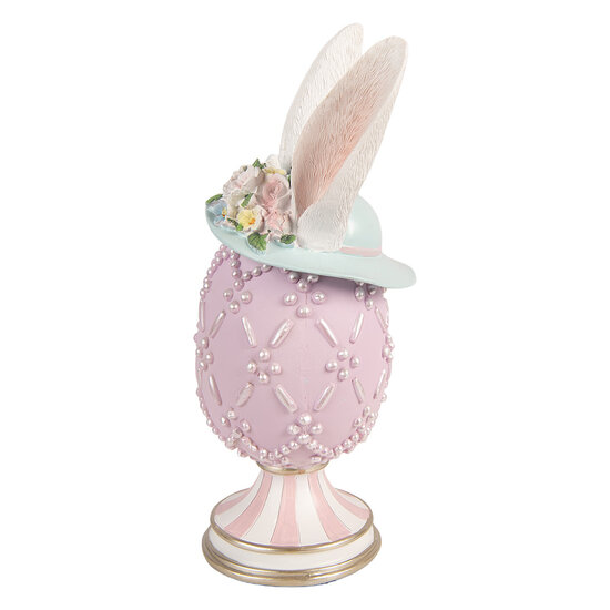 Clayre &amp; Eef | Decoratie Ei Paars Wit &oslash; 13x30 cm | 6PR5953