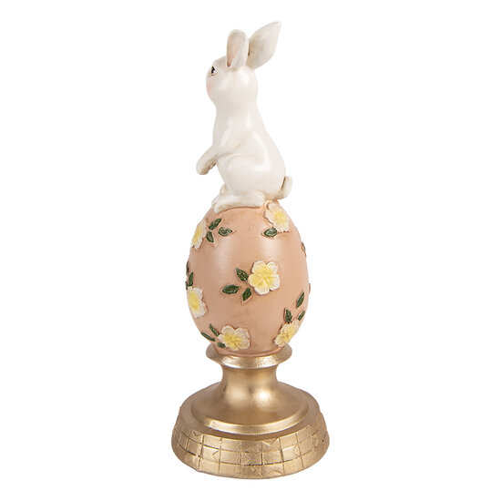 Clayre &amp; Eef | Decoratie Konijn op ei Wit Roze &oslash; 10x26 cm | 6PR5957