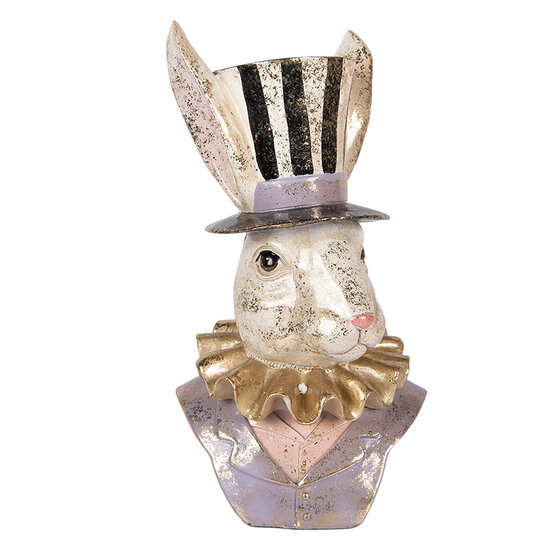Clayre &amp; Eef | Decoratie Konijn Beige Paars 14x12x27 cm | 6PR5965