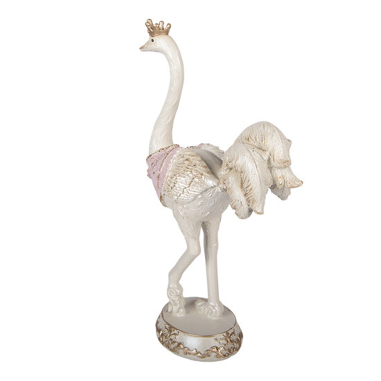 Clayre &amp; Eef | Decoratie Struisvogel Wit Roze 23x11x41 cm | 6PR5993