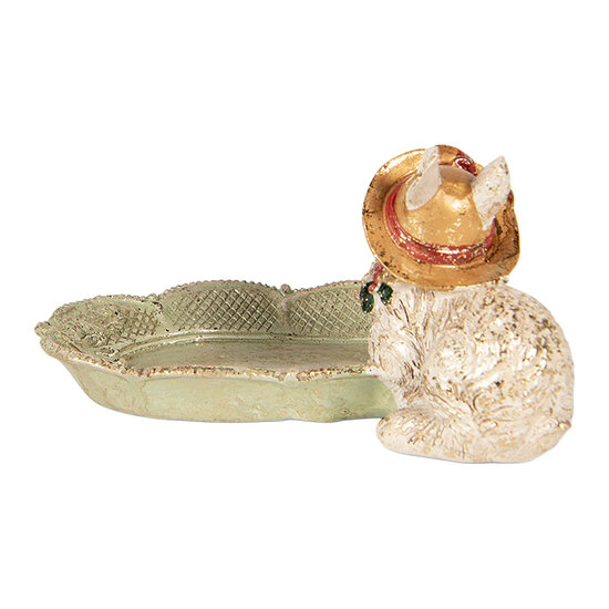 Clayre &amp; Eef | Decoratief Schaaltje met konijn Beige Groen 14x11x8 cm | 6PR6045