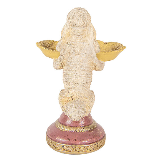 Clayre &amp; Eef | Decoratie Hond met schaal Beige Geel 15x16x21 cm | 6PR6048