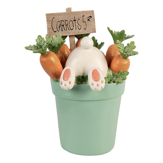 Clayre &amp; Eef | Decoratie Konijn Wit Blauw 21x20x28 cm | 6PR6108