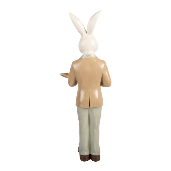 Clayre &amp; Eef | Decoratie Konijn met schaal Wit Bruin 20x20x56 cm | 6PR6114