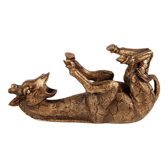 Clayre &amp; Eef | Wijnfles houder Giraf Goudkleurig Bronskleurig 33x13x16 cm | 6PR6115