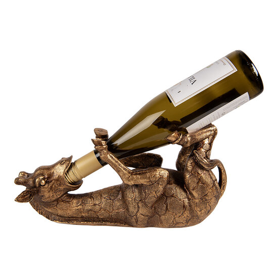 Clayre &amp; Eef | Wijnfles houder Giraf Goudkleurig Bronskleurig 33x13x16 cm | 6PR6115