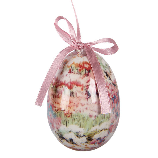 Clayre &amp; Eef | Decoratie Hanger Ei (set 9) Wit Roze &oslash; 5x8 cm | 66445