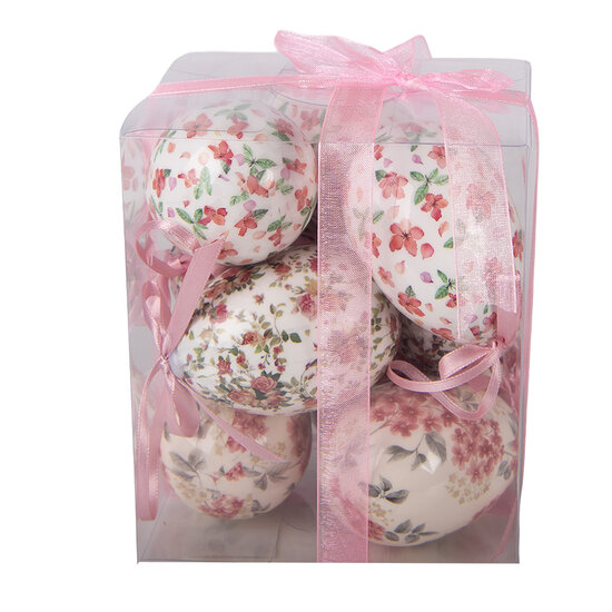 Clayre &amp; Eef | Decoratie Hanger Ei (set 9) Roze Wit &oslash; 5x8 cm | 66449