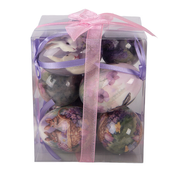 Clayre &amp; Eef | Decoratie Hanger Ei (set 9) Meerkleurig &oslash; 5x8 cm | 66450