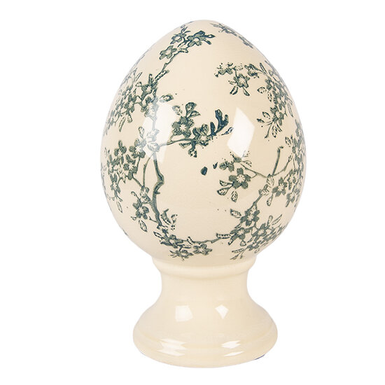 Clayre &amp; Eef | Decoratie Ei op voet Geel Groen &oslash; 12x19 cm | 6CE2395M