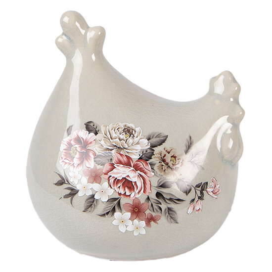 Clayre &amp; Eef | Decoratie Kip Grijs Roze 12x11x13 cm | 6CE2400