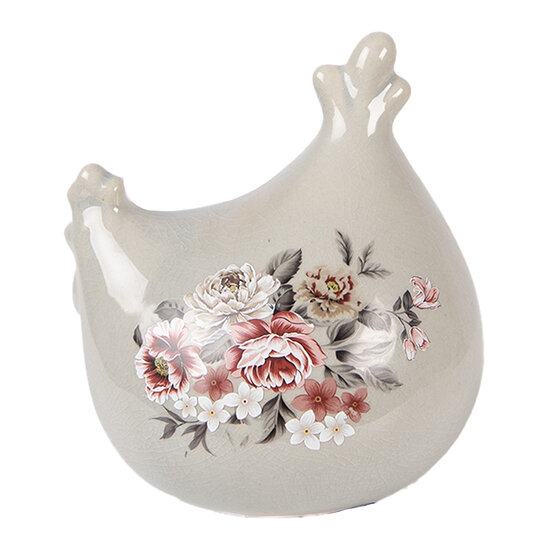 Clayre &amp; Eef | Decoratie Kip Grijs Roze 12x11x13 cm | 6CE2400