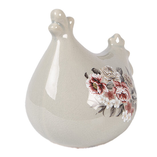 Clayre &amp; Eef | Decoratie Kip Grijs Roze 12x11x13 cm | 6CE2400