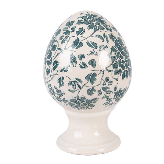 Clayre &amp; Eef | Decoratie Ei op voet Beige Groen &oslash; 9x14 cm | 6CE2405S