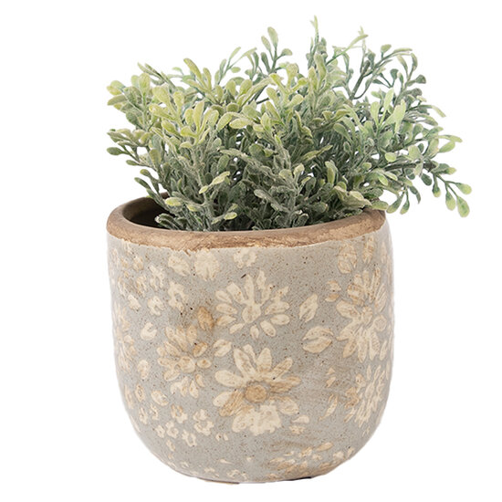 Clayre &amp; Eef | Bloempot Binnen Grijs Beige &oslash; 10x9 cm | 6CE2409S