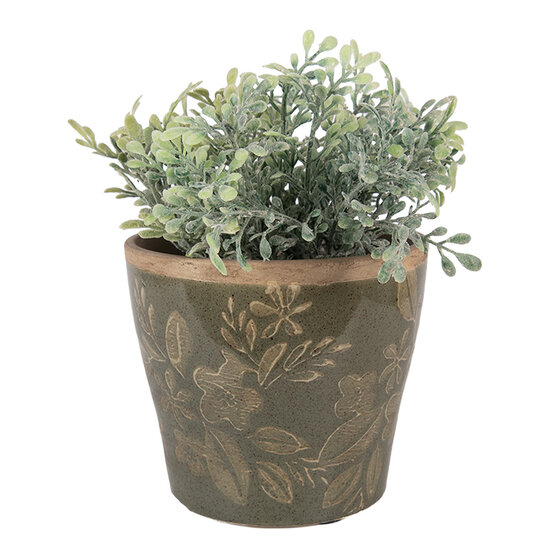 Clayre &amp; Eef | Bloempot Binnen Groen Bruin &oslash; 12x10 cm | 6CE2410M