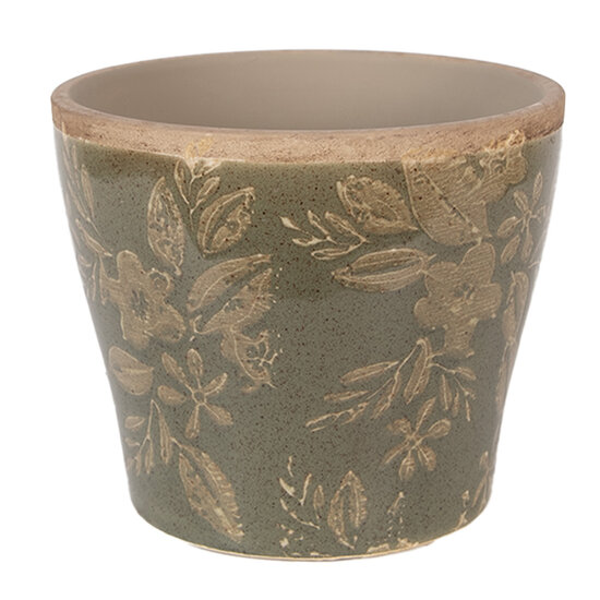 Clayre &amp; Eef | Bloempot Binnen Groen Bruin &oslash; 10x9 cm | 6CE2410S