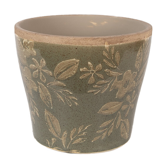 Clayre &amp; Eef | Bloempot Binnen Groen Bruin &oslash; 10x9 cm | 6CE2410S