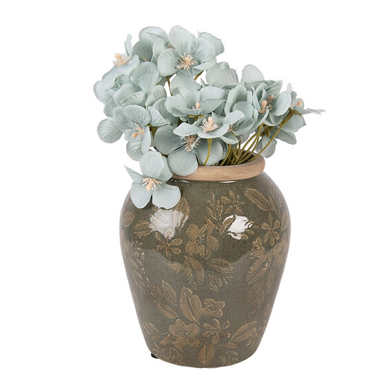 Clayre &amp; Eef | Vaas Groen Bruin &oslash; 13x15 cm | 6CE2411S