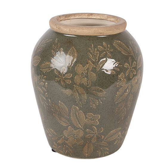 Clayre &amp; Eef | Vaas Groen Bruin &oslash; 13x15 cm | 6CE2411S