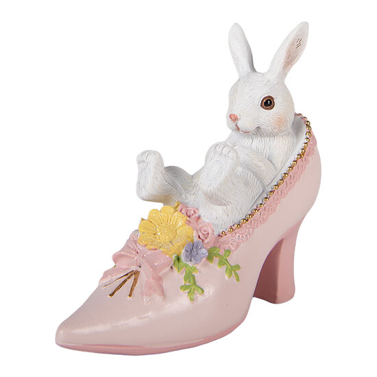 Clayre &amp; Eef | Decoratie Konijn in schoen Wit Roze 13x5x12 cm | 6PR5979
