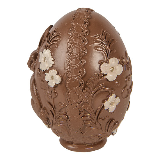 Clayre &amp; Eef | Decoratie Ei Bruin Wit &oslash; 9x13 cm | 6PR6012