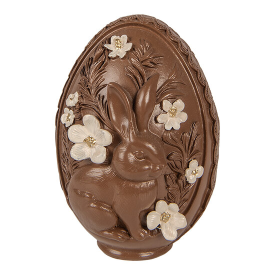 Clayre &amp; Eef | Decoratie Ei Bruin Wit &oslash; 9x13 cm | 6PR6013