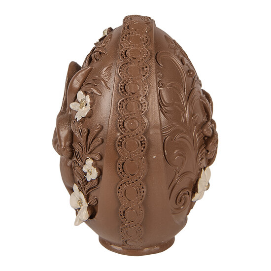 Clayre &amp; Eef | Decoratie Ei Bruin Wit &oslash; 9x13 cm | 6PR6013