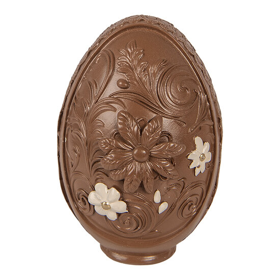 Clayre &amp; Eef | Decoratie Ei Bruin Wit &oslash; 9x13 cm | 6PR6013