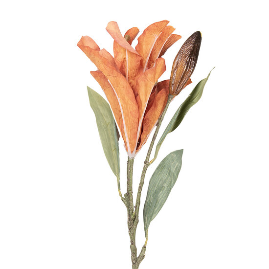 Clayre &amp; Eef | Decoratie tak met bloemen Oranje Groen 12x16x88 cm | 5PL0252O