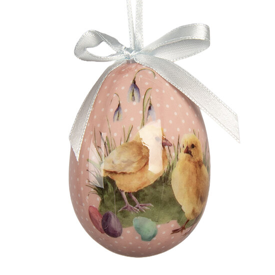 Clayre &amp; Eef | Decoratie Hanger Ei (set 9) Blauw Wit &oslash; 5x8 cm | 66446