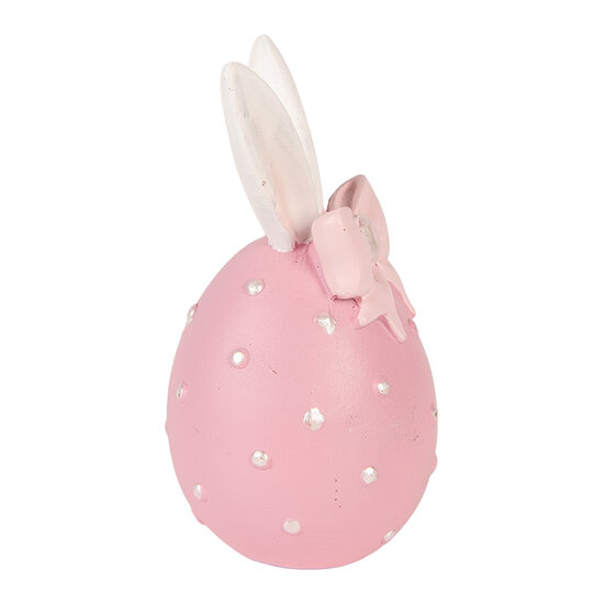 Clayre &amp; Eef | Decoratie Ei Roze Wit &oslash; 6x12 cm | 6PR6073