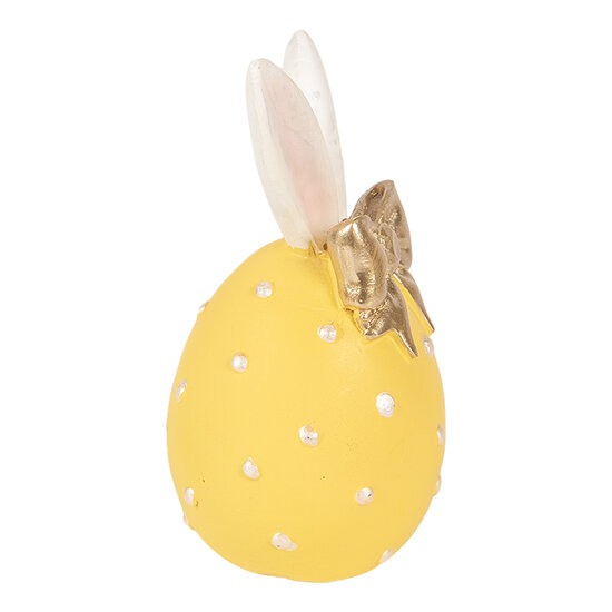 Clayre &amp; Eef | Decoratie Ei Geel Wit &oslash; 6x12 cm | 6PR6074