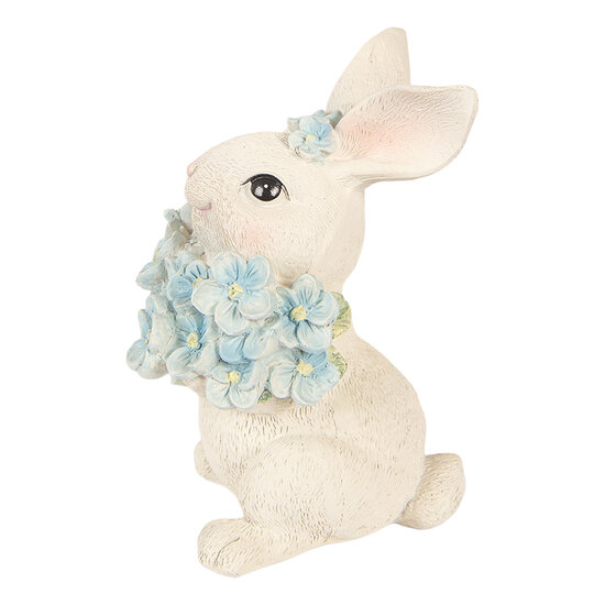 Clayre &amp; Eef | Decoratie Konijn Wit Blauw 9x10x13 cm | 6PR6075