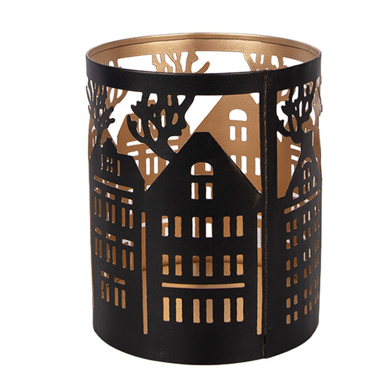 Clayre &amp; Eef | Theelichthouder Kerst Bruin &oslash; 11x13 cm | 6Y5976