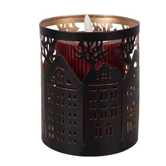 Clayre &amp; Eef | Theelichthouder Kerst Bruin &oslash; 11x13 cm | 6Y5976