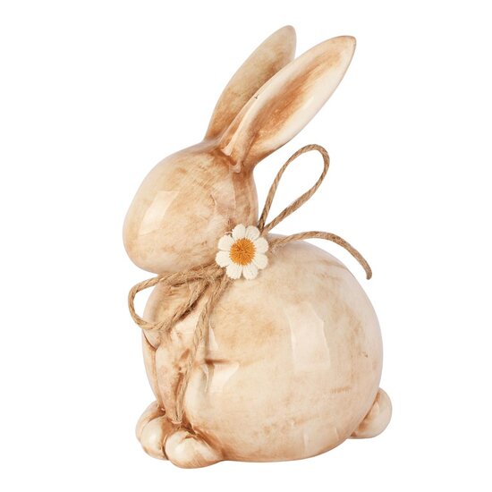 Dekoratief | Bunny m/jutestrik/bloem, naturel, dolomiet, 10x8x16cm | A260768