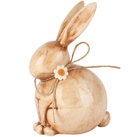 Dekoratief | Bunny m/jutestrik/bloem, naturel, dolomiet, 11x9x18cm | A260767