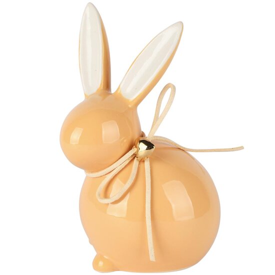 Dekoratief | Bunny m/hartje/strikje, oranje, dolomiet, 10x10x16cm | A260755