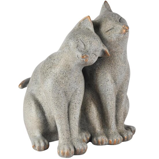 Dekoratief | Deco koppel poesjes, grijs, resina, 23x21x28cm | A260711