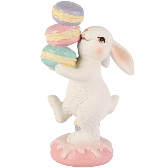 Dekoratief | Bunny m/macarons, pastel, resina, 8x6x14cm | A260695