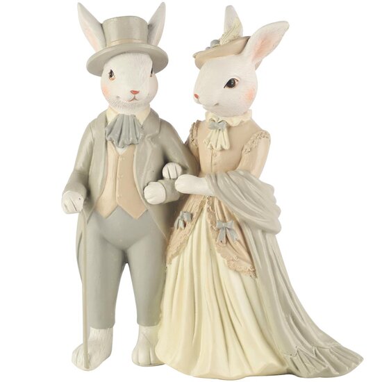 Dekoratief | Bunny koppel staand, pastel, resina, 17x8x20cm | A260690