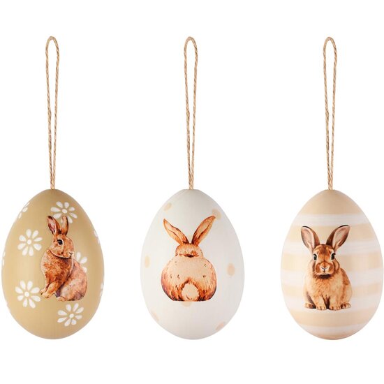 Dekoratief | Hanger eitje m/bunny, pvc, 8x8x10cm, set van 3 stuks | A260674