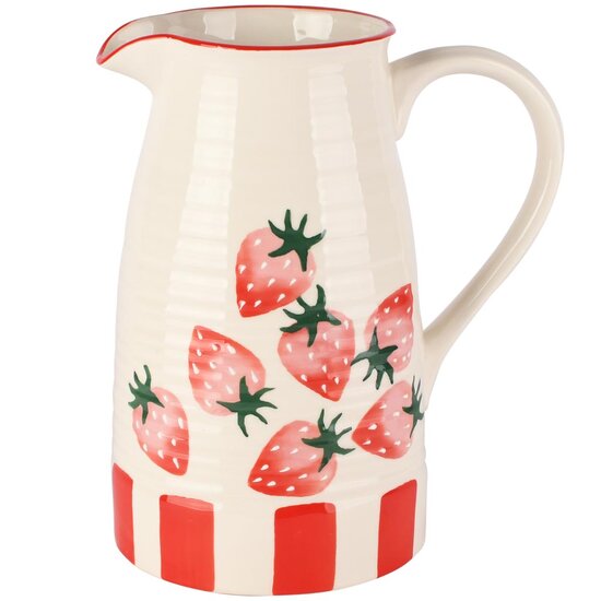 Dekoratief | Kan 'Fresh Strawberries', wit/rood, keramiek, 23x17x28cm | A260592