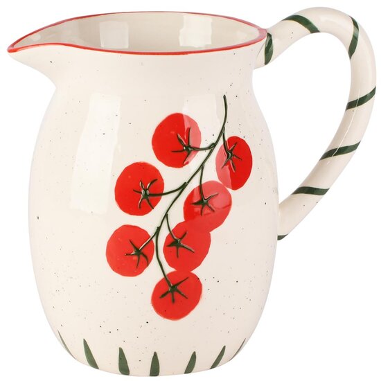Dekoratief | Kan 'Tomato Time', wit/rood, keramiek, 22x14x21cm | A260591