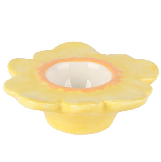 Dekoratief | Eierdopje bloem, geel, keramiek, 10x10x4cm | A260409