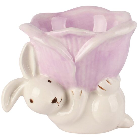 Dekoratief | Eierdopje m/bunny, wit/roze, keramiek, 8x7x6cm | A260401